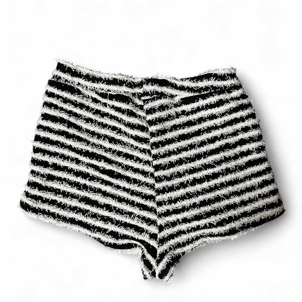 Black and White Striped Women Shorts